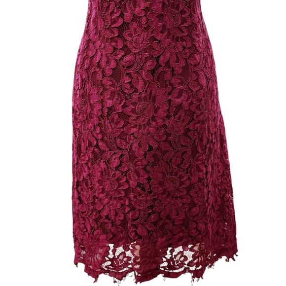 Simply Styled by Sears Lace Knee Length Burgundy Dress Size L Made In India - Picture 6 of 11